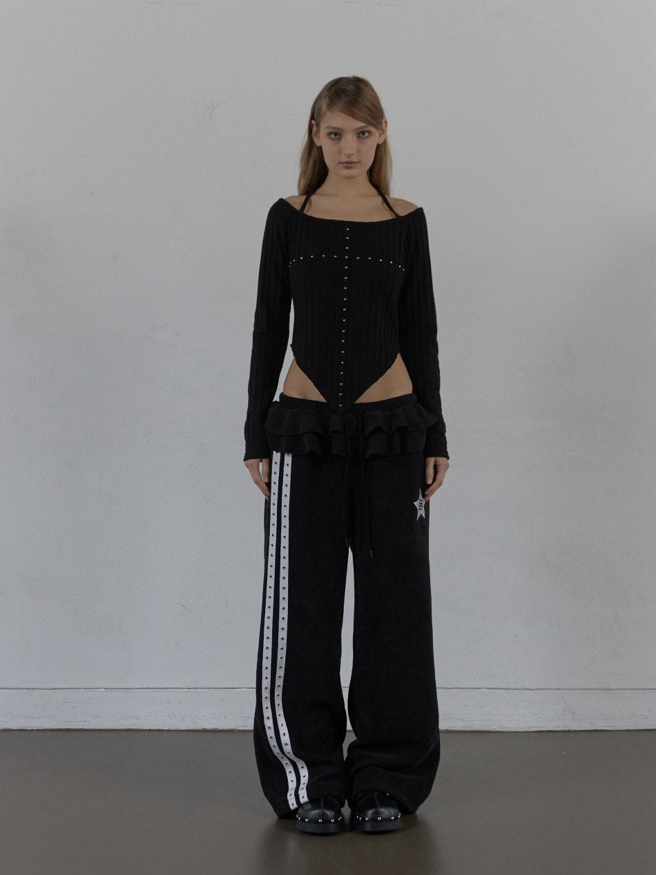 【SETUP‐EXE】WESTERN CROSS TOP / 【セットアップエグゼ】クロスオフショル長袖Tシャツ