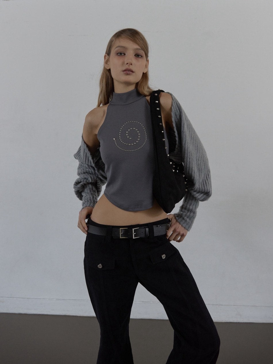 【SETUP‐EXE】SUEDE STUDDED SHOULDER BAG / 【セットアップエグゼ】スエードスタッズショルダーバッグ