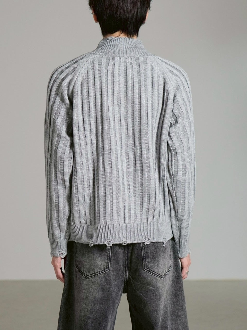 受注制【Chikashitsu +】contrast rib zip up knit / 【チカシツプラス】コントラストリブジップアップニット (2color)