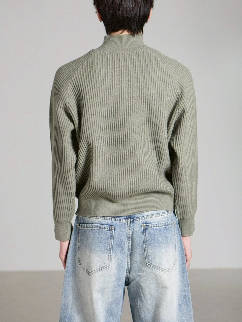 受注制【Chikashitsu +】shoulder zipper rib knit / 【チカシツプラス】ショルダージッパーリブニット (3color)