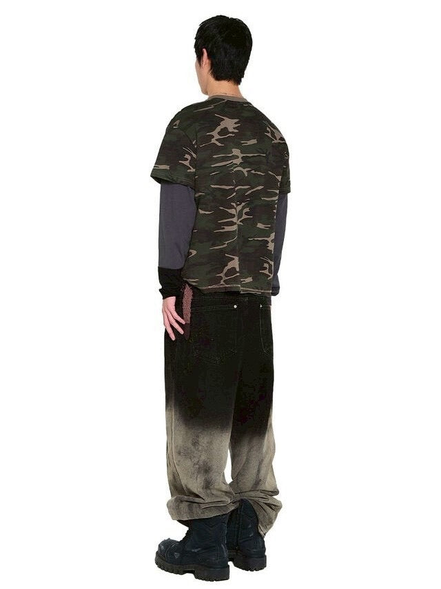 【AAKAM】Camouflage layered Long Sleeve