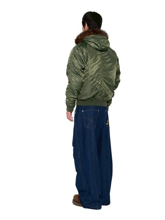 【AAKAM】Hooded Fur MA-1 Jacket