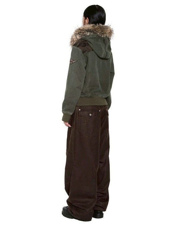 【AAKAM】Fur Camo Contrast Jacket