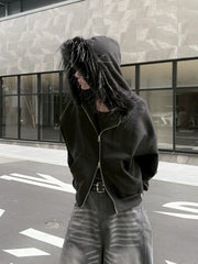 受注制【LUV CODE】fur zip up hoodie (2color)