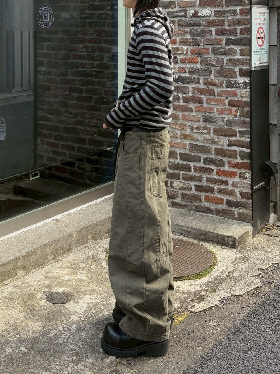 受注制【youll】asymmetry border henley hoodie (2color)