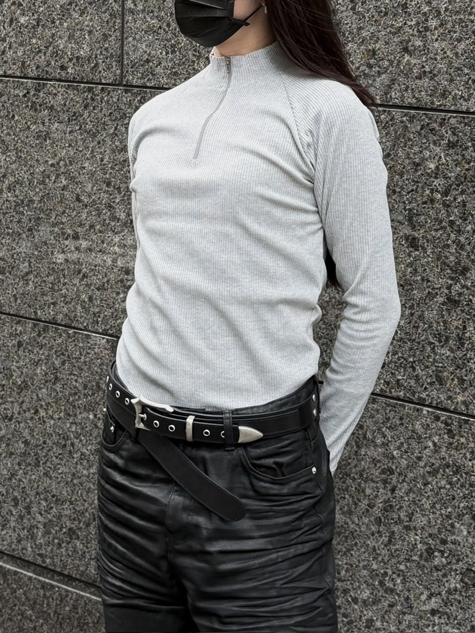 大阪店WEB限定受注制【Chikashitsu＋】mockneck zip long sleeve / 【チカシツプラス】モックネックジップ長袖Tシャツ (3color)