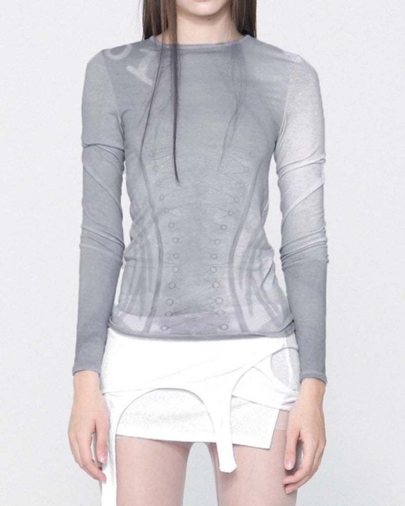 【bonnae】Corset graphic top