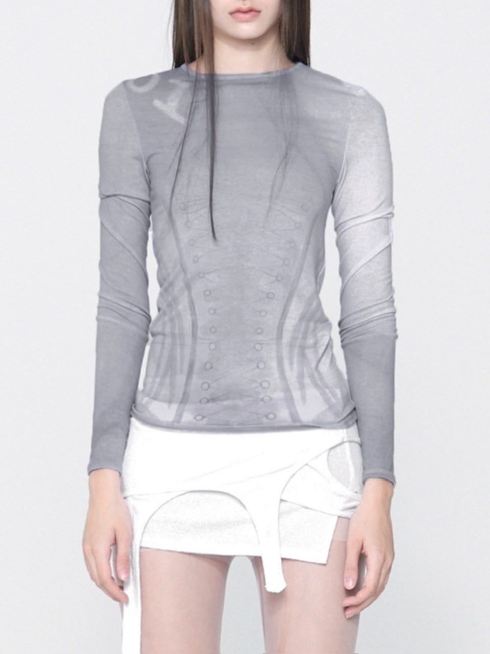 【bonnae】Corset graphic top