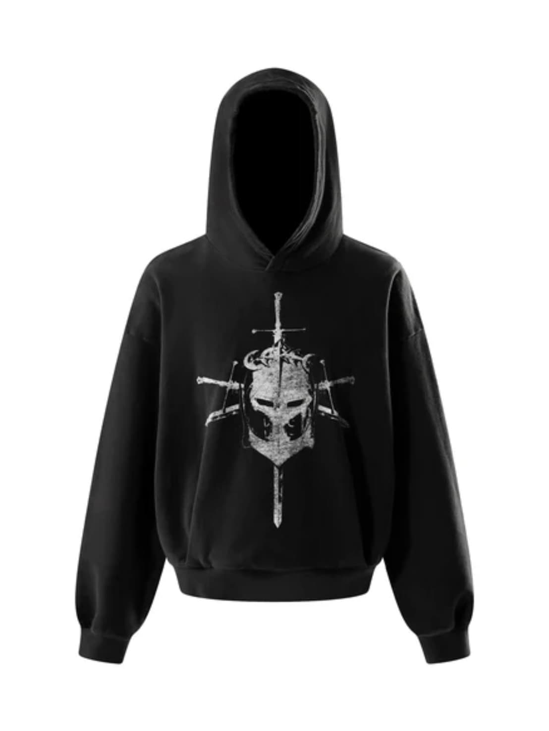 【The Boy Has No Patience】 TBHNP LUMINOUS DAWN KNIGHT AND SWORD PRINTED HOODIE / 【ザボーイハズノーペーシェンス】フロントプリントプルオーバーパーカー