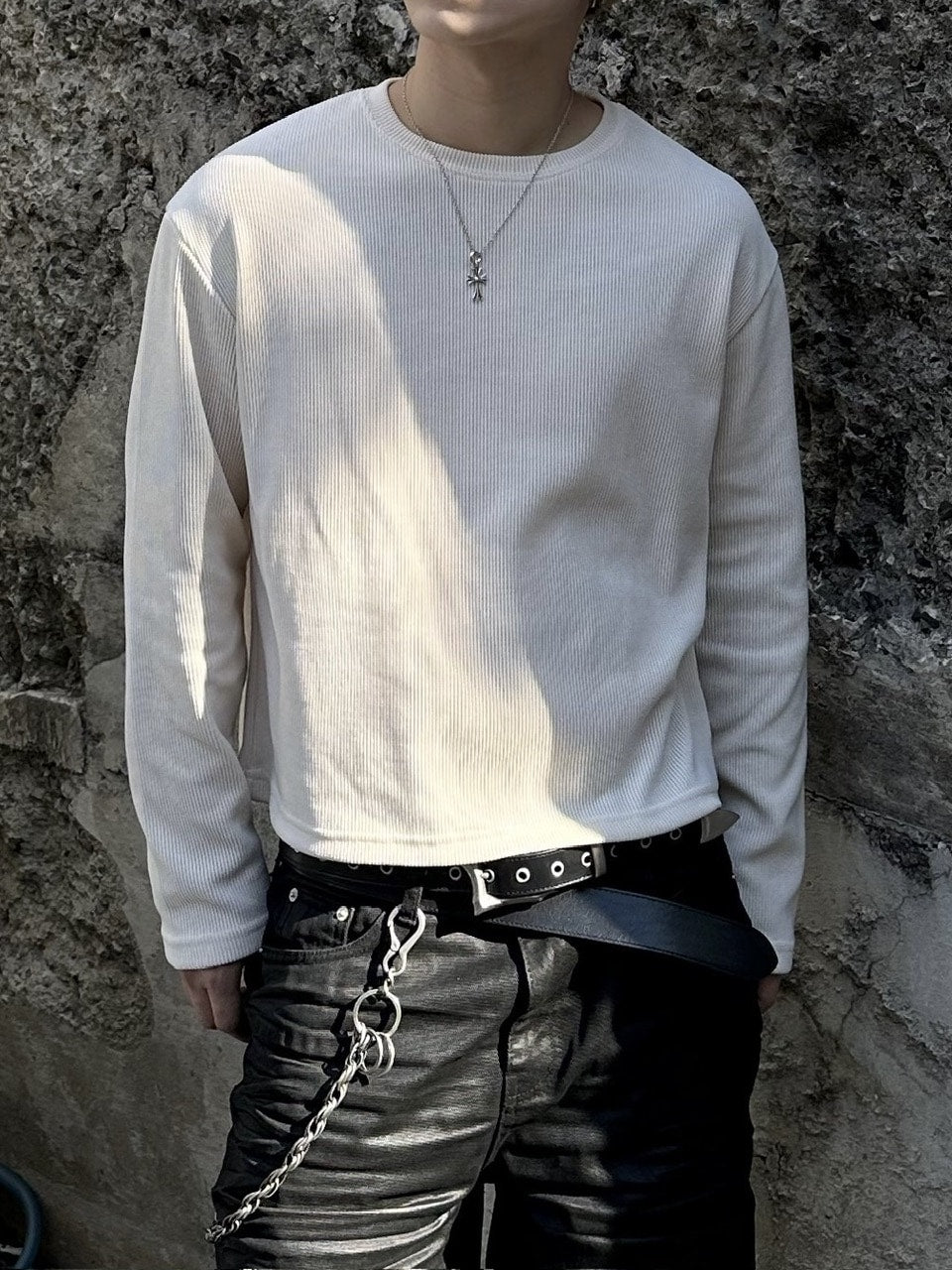 大阪店WEB限定受注制【Chikashitsu＋】cropped waffle long sleeve / 【チカシツプラス】クロップワッフルロングスリーブ (2color)