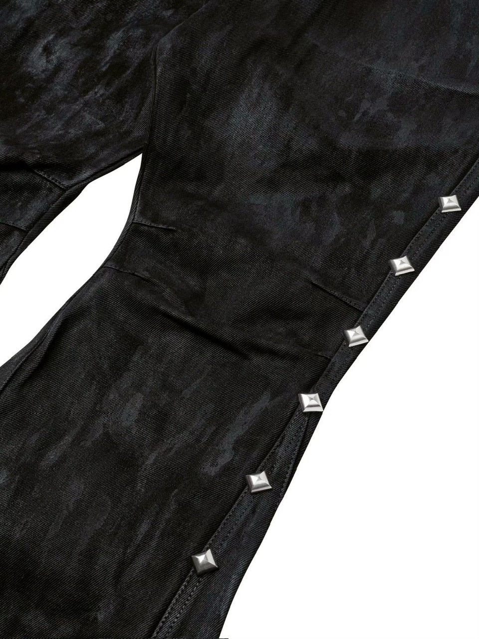 2/28 20:00発売【UNIZ】Egypt Coated Flare Pants / 【ユニズ】スタッズデニムフレアパンツ