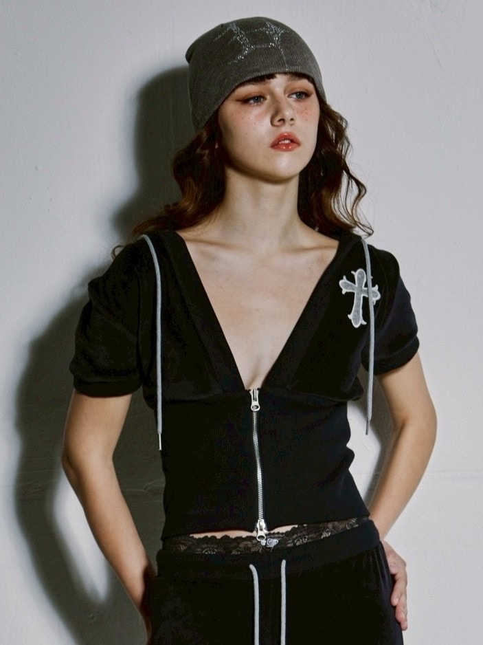 【GATELESS】SUMMER RETRO ZIP UP / 【ゲートレス】ロゴサマーレトロジップアップ半袖Tシャツ