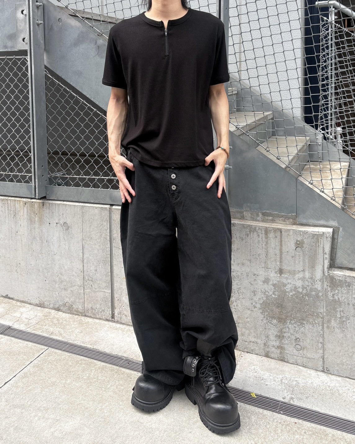 受注制【nmtc+】Half Zip-Up Slim Tee (3color)