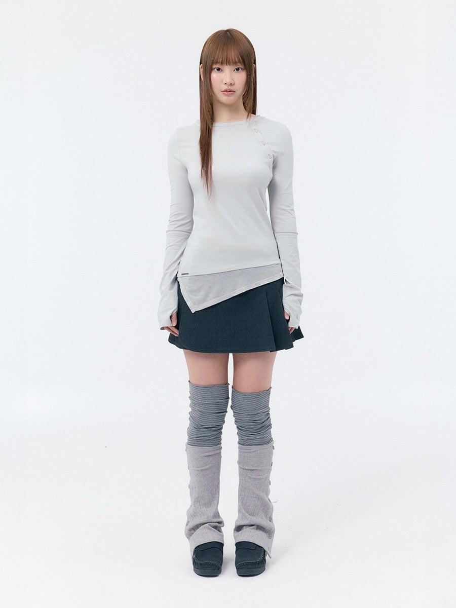 【Miseki seoul】 Striped layered button leg warmer