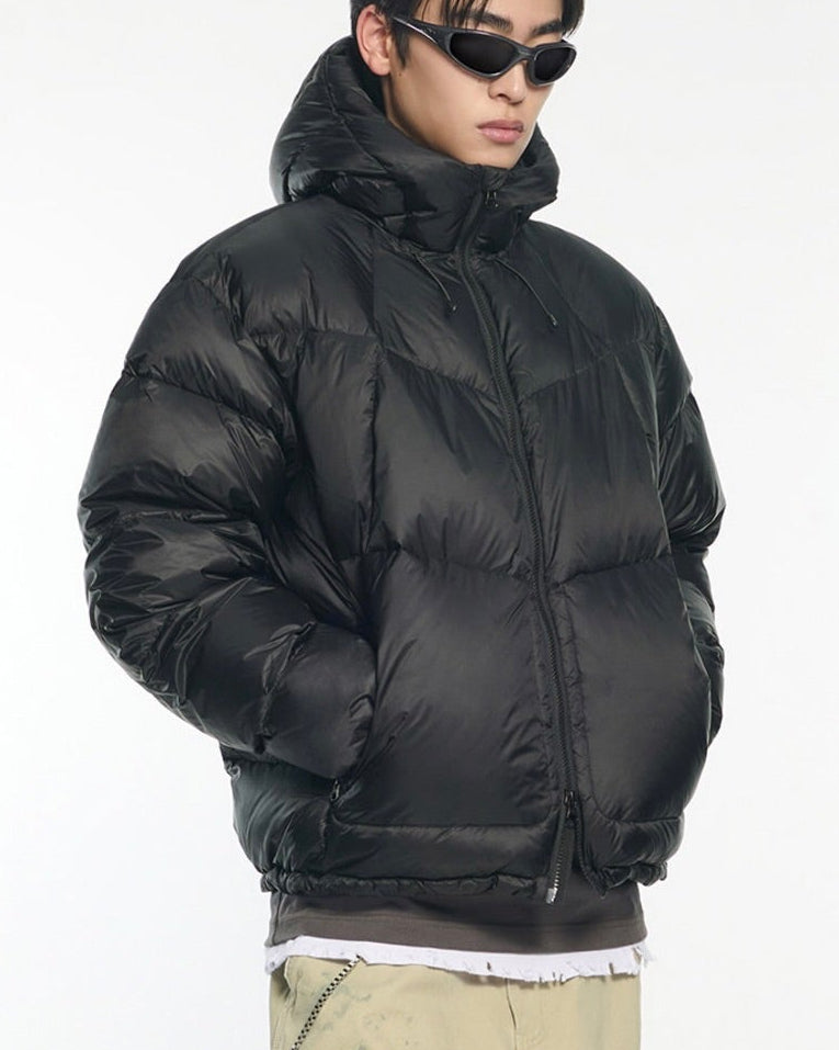 【NOMANUAL】SLANT CROP HOODED DUCK DOWN