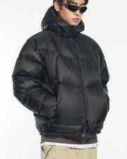 【NOMANUAL】SLANT CROP HOODED DUCK DOWN