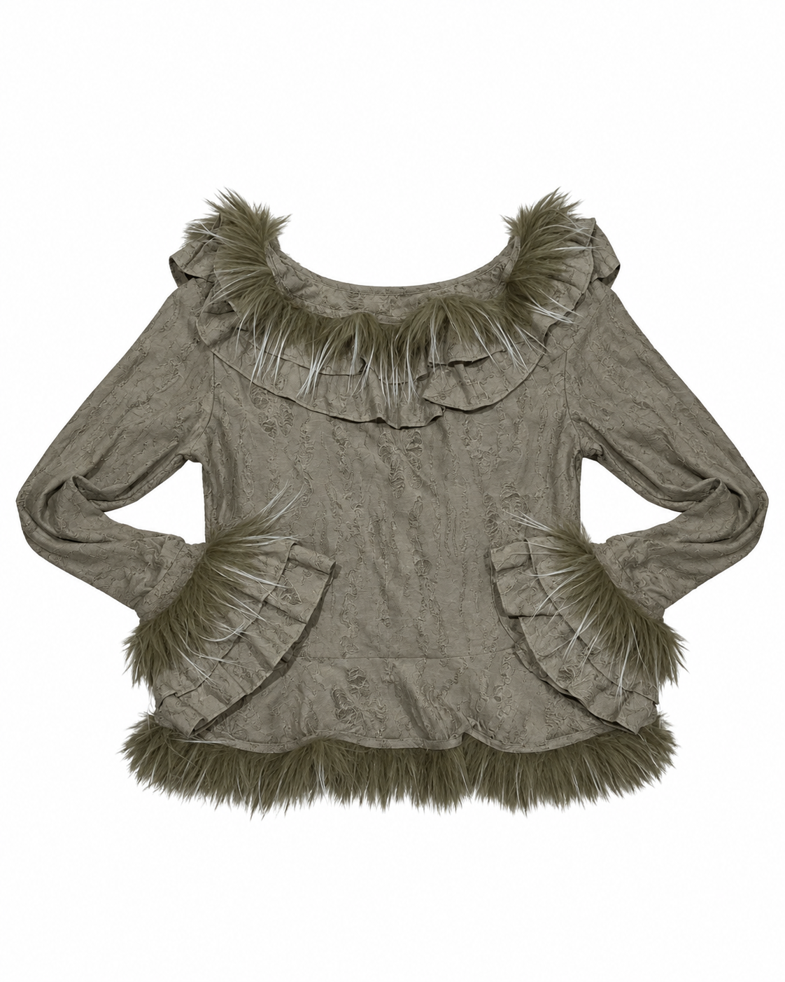 【BABY09】fur damage frill cardigan
