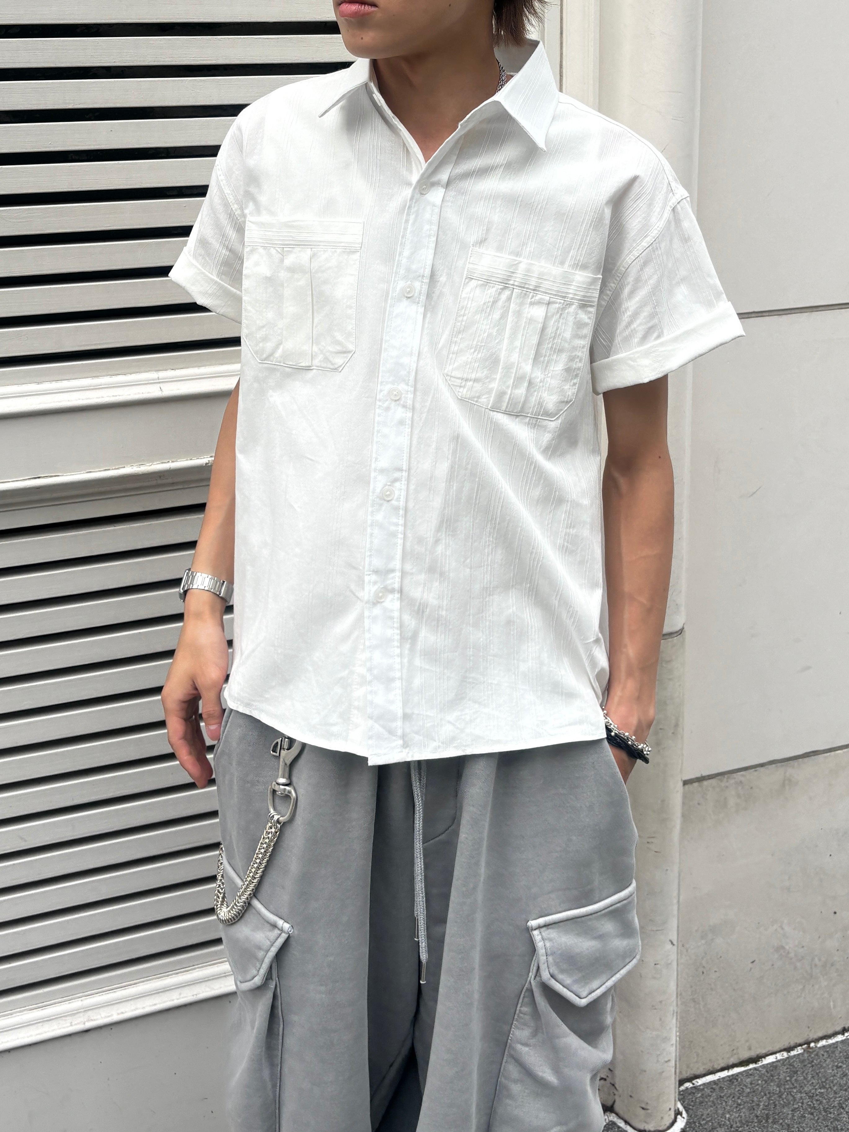 受注制【youll】jacquard cropped shirt (2color)