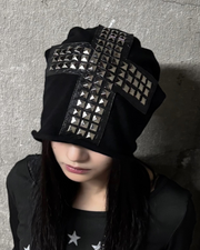 国際配送【Never mind the XU】CROSS STUDDED BEANIE