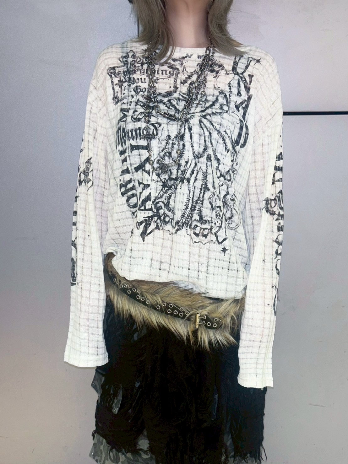 【BABY09】lettering see-through tops (2color)
