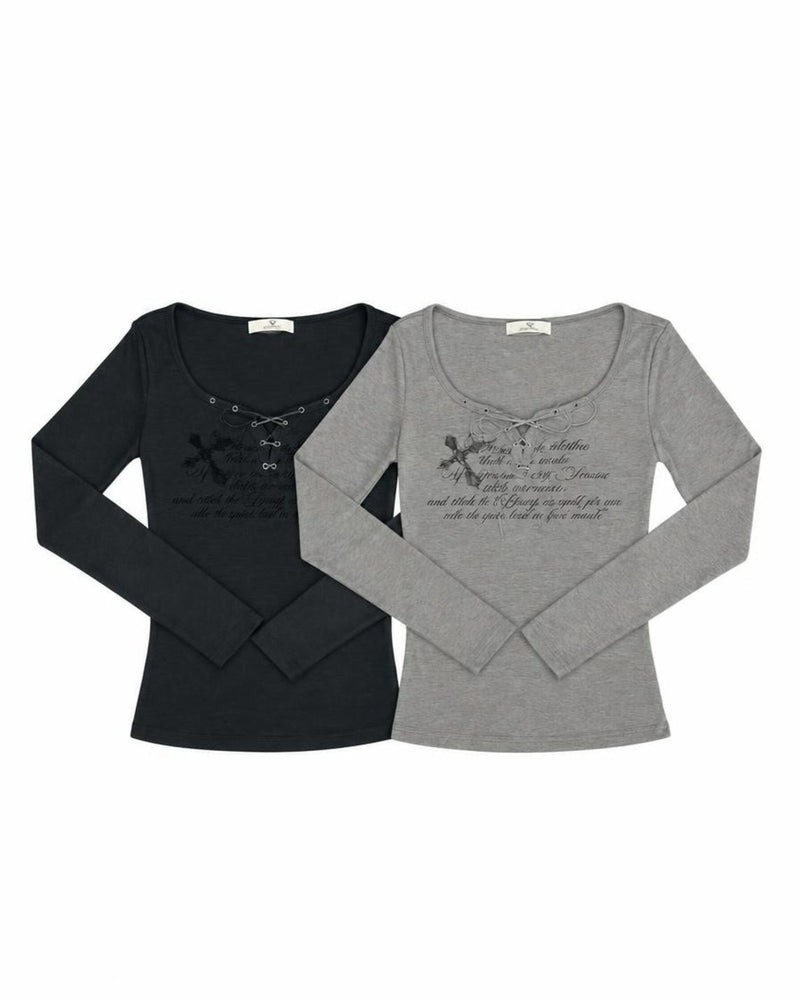 受注制【nmtc+】Lace Up Lettering Top (2color)