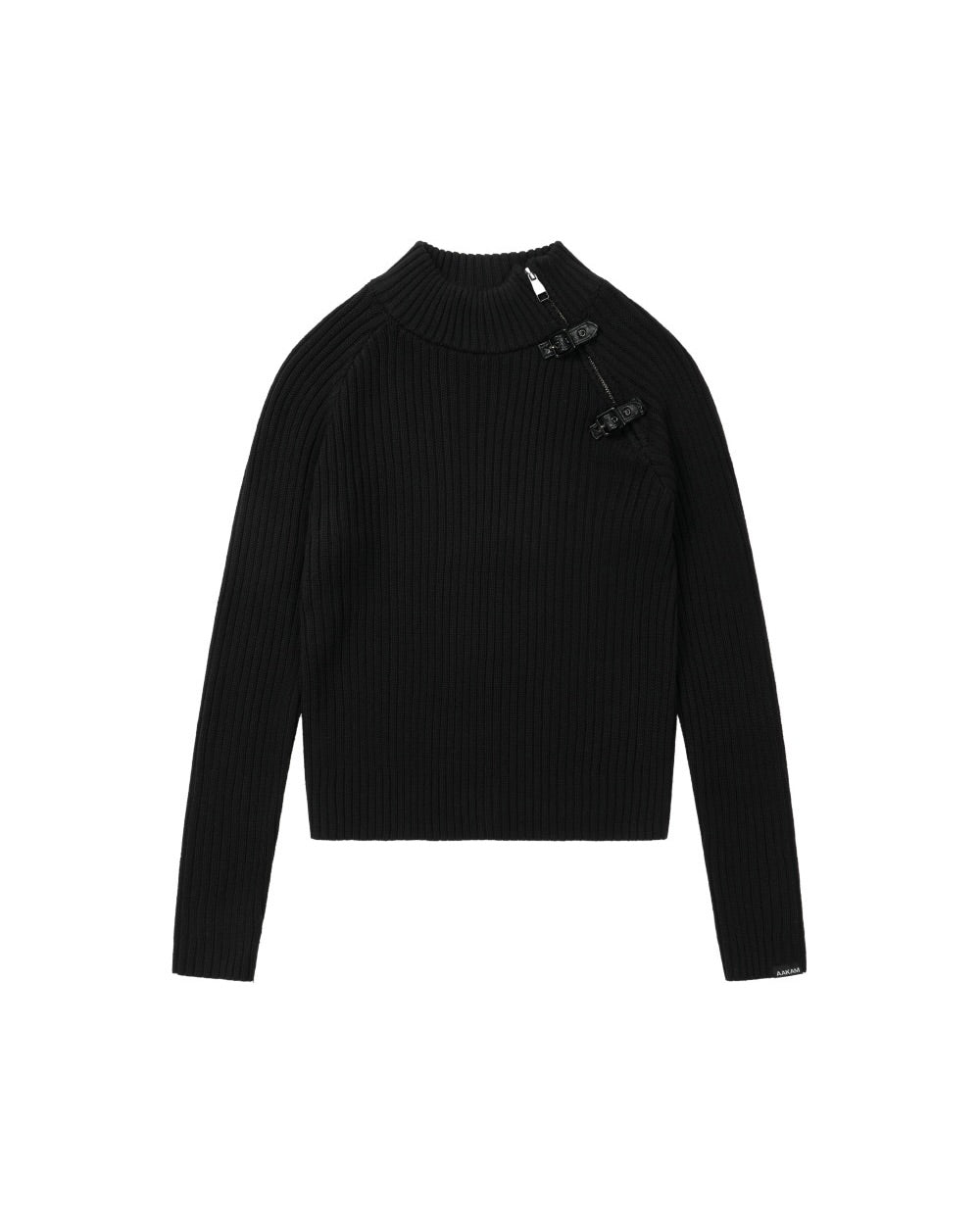 【AAKAM】Slant Zipper Belted Knit