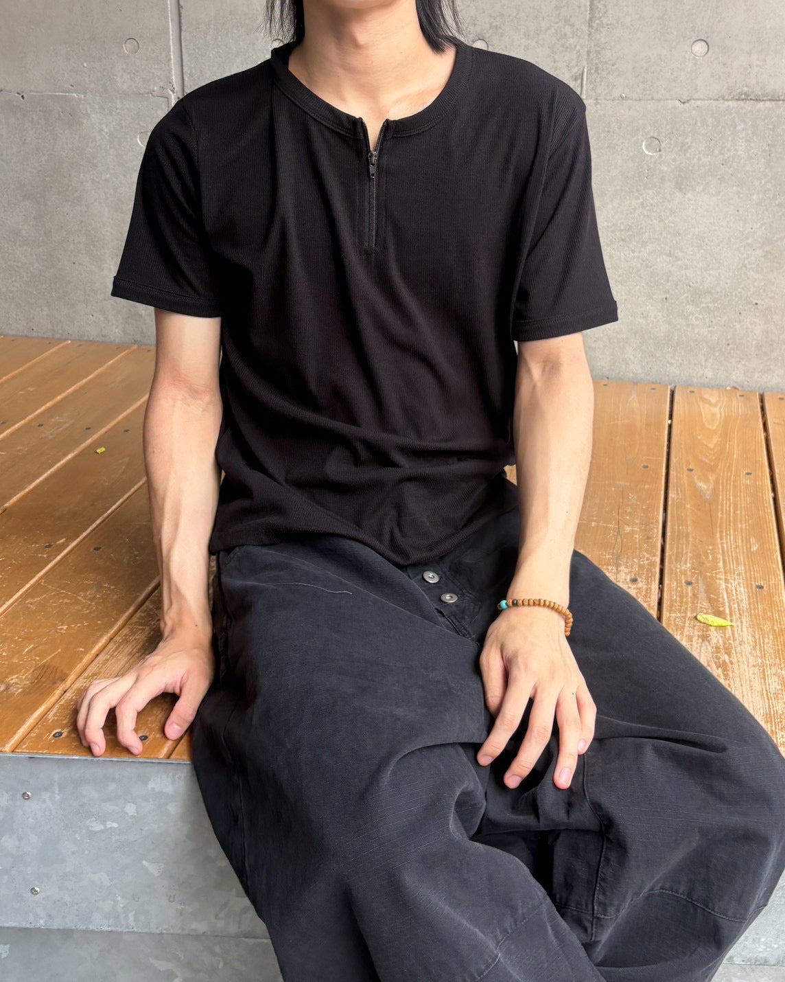 受注制【nmtc+】Half Zip-Up Slim Tee (3color)