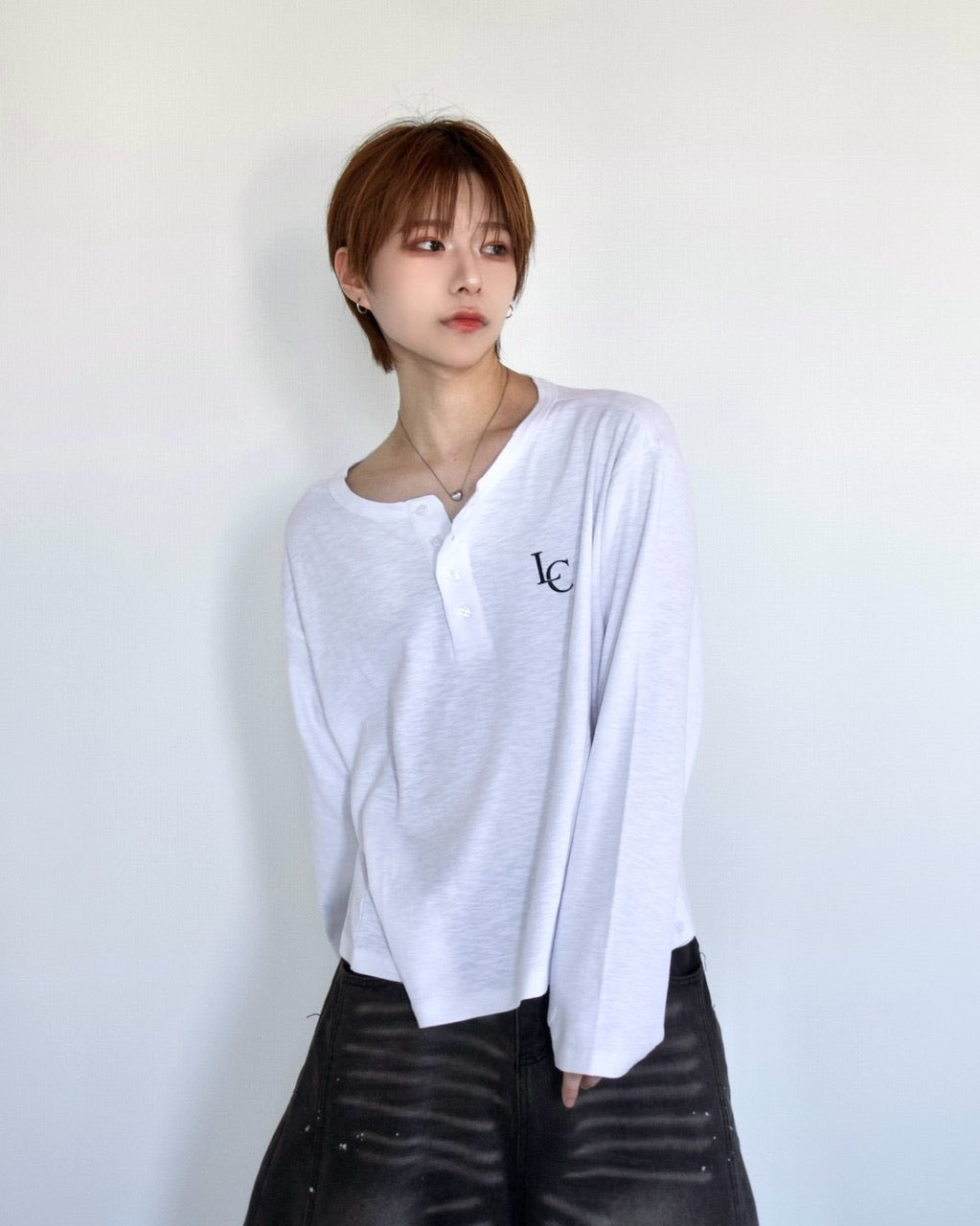【LUV CODE】LC Button henley long sleeve tee (3color)