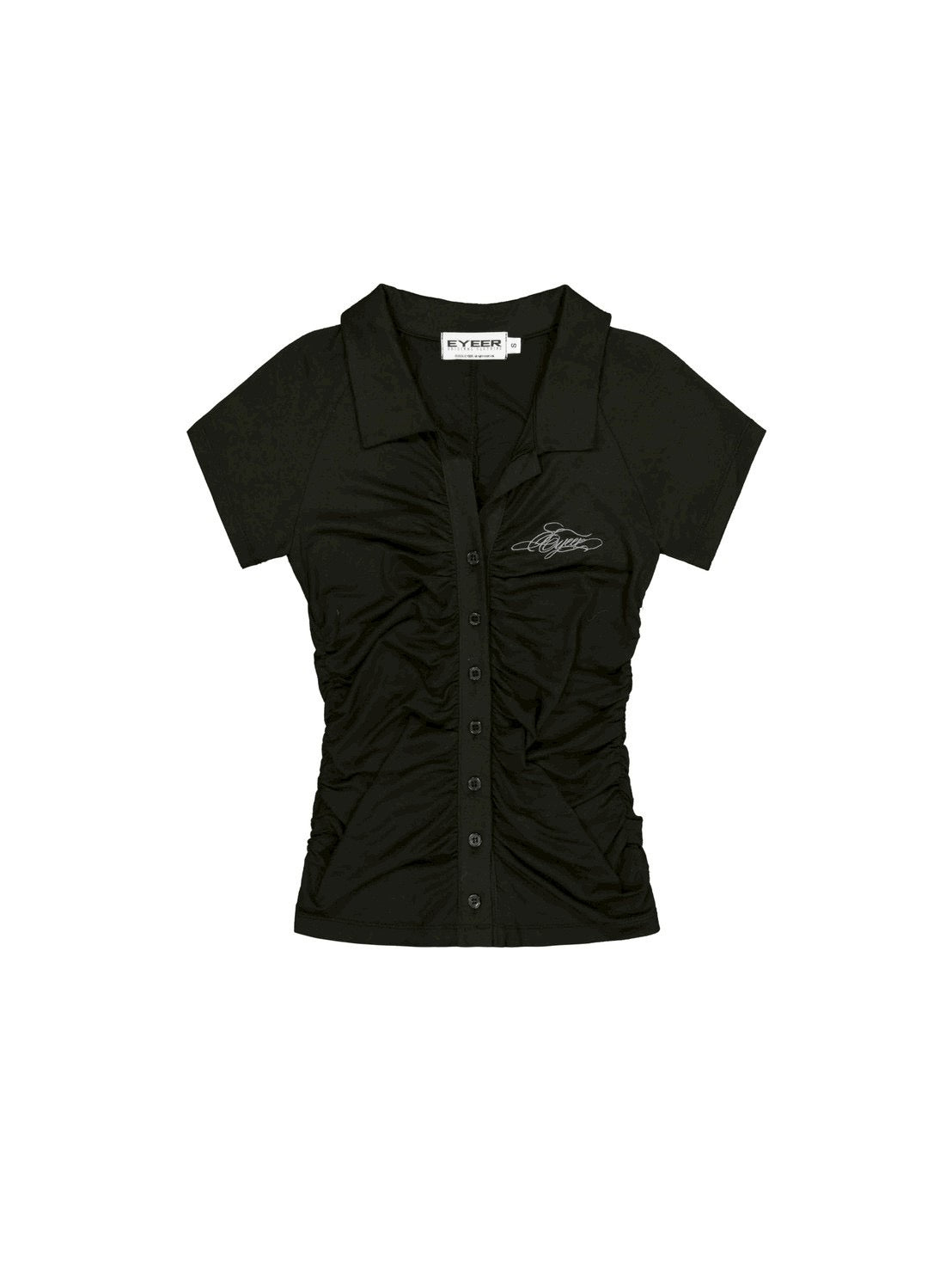 【EYEER】Script Logo Shirring Short Sleeve Shirt