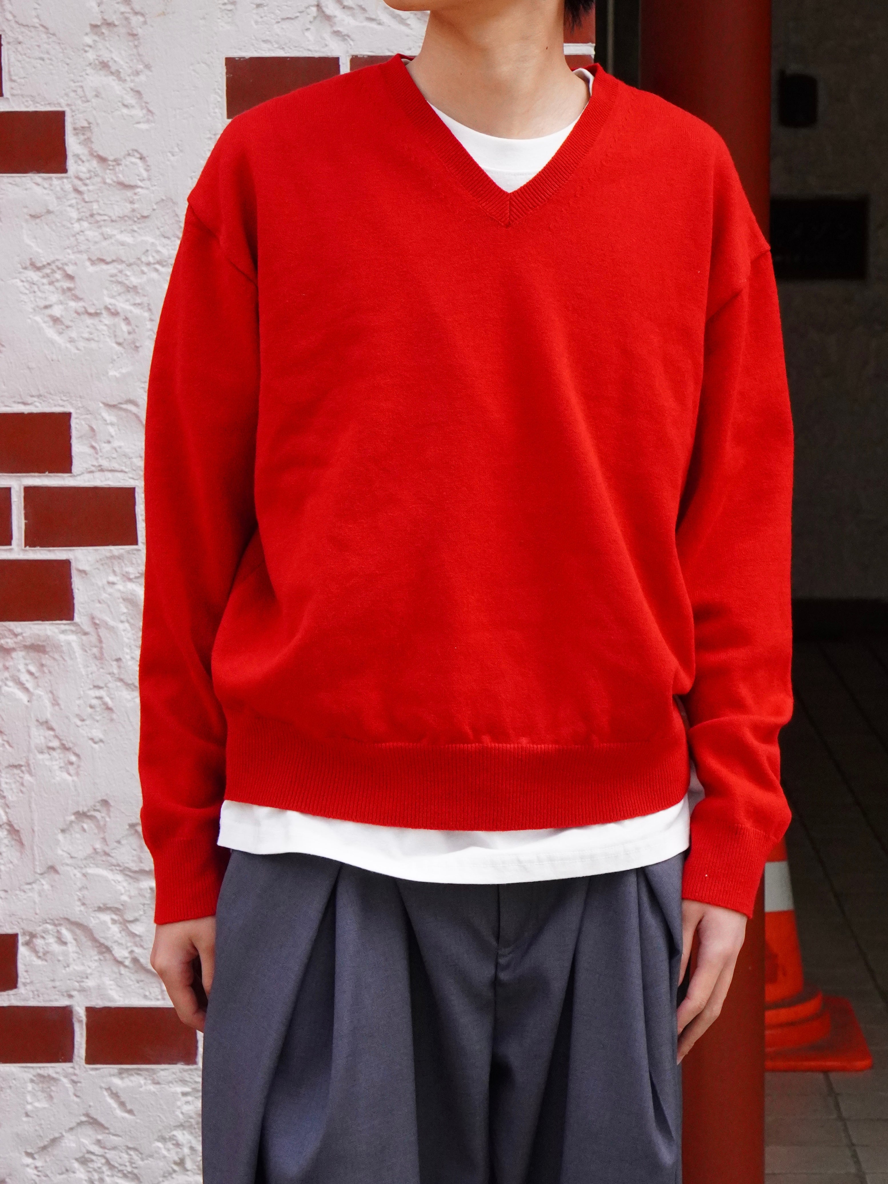 東京店WEB限定【Chikashitsu +】cropped vneck knit (3color)