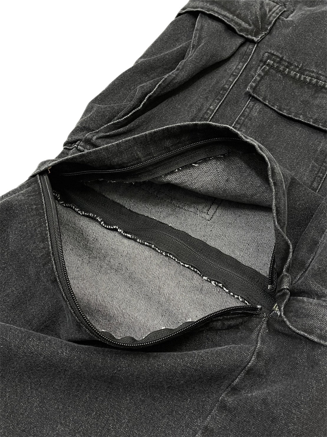 受注制【Chikashitsu +】2way heavy pocket denim cargo pants (2color)
