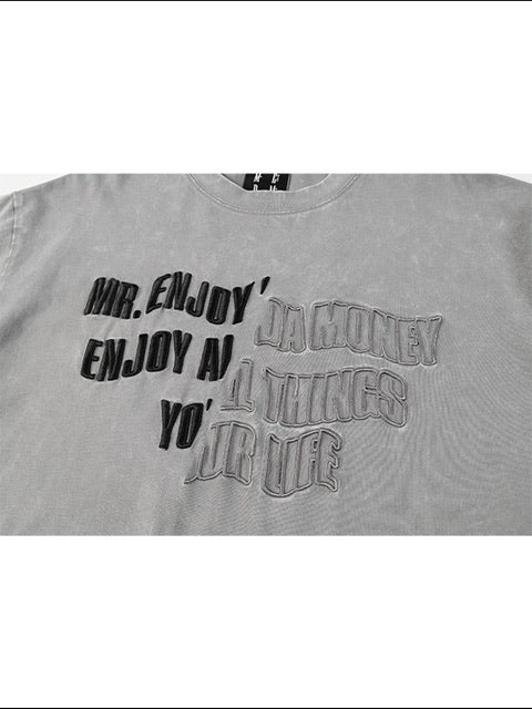 【MR. ENJOY DA MONEY】Cutting font short sleeves