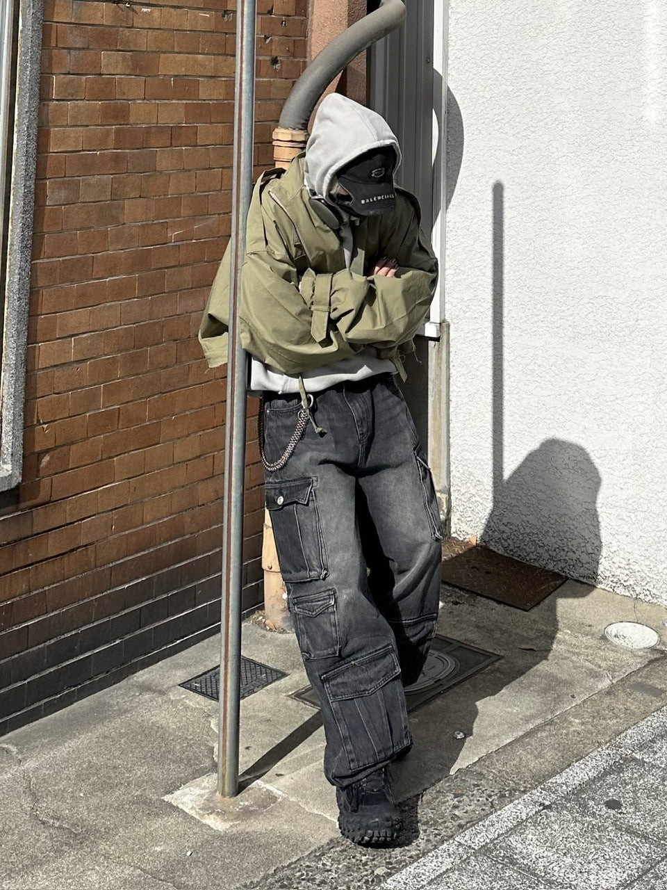 大阪店WEB限定【Chikashitsu +】damage arm warmer hoodie (3color)