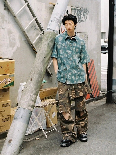 【ESC STUDIO】skirt layered snap pants