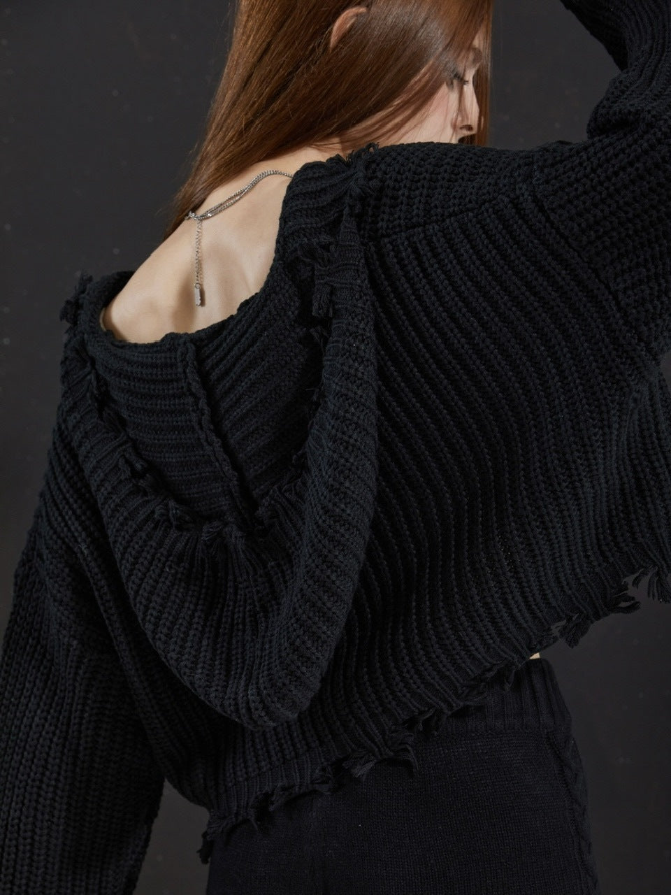【GATELESS】RIB KNIT ZIP-UP HOODIE