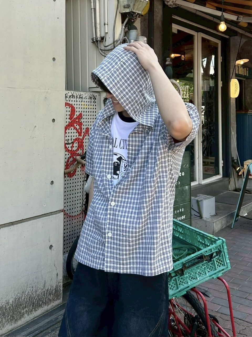 【youll】check shirt hoodie (2color)