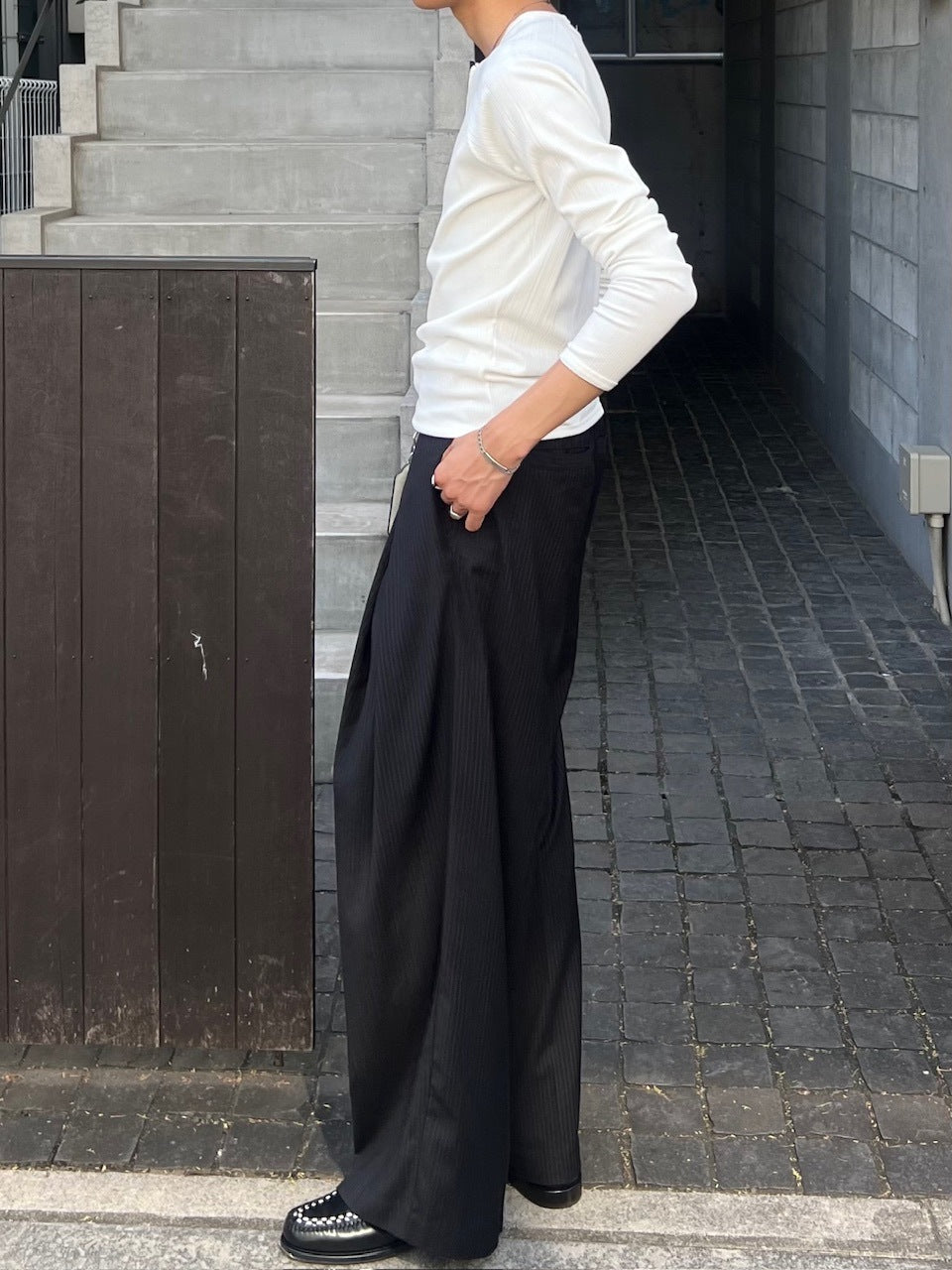 東京店WEB限定受注制【Chikashitsu +】snap rib henley neck tee