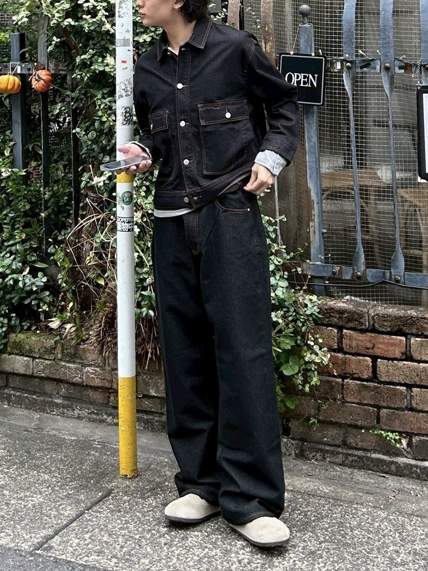 受注制【Chikashitsu +】2 pocket rigid denim jacket / 【チカシツプラス】ツーポケットデニムジャケット (2color)