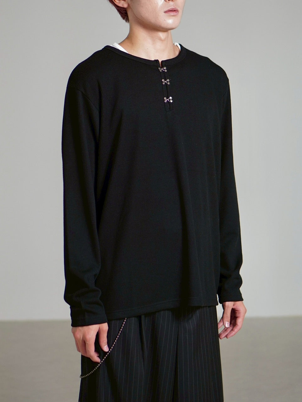 受注制【Chikashitsu +】front hook long sleeve knit / 【チカシツプラス】フロントフック長袖ニット (4color)