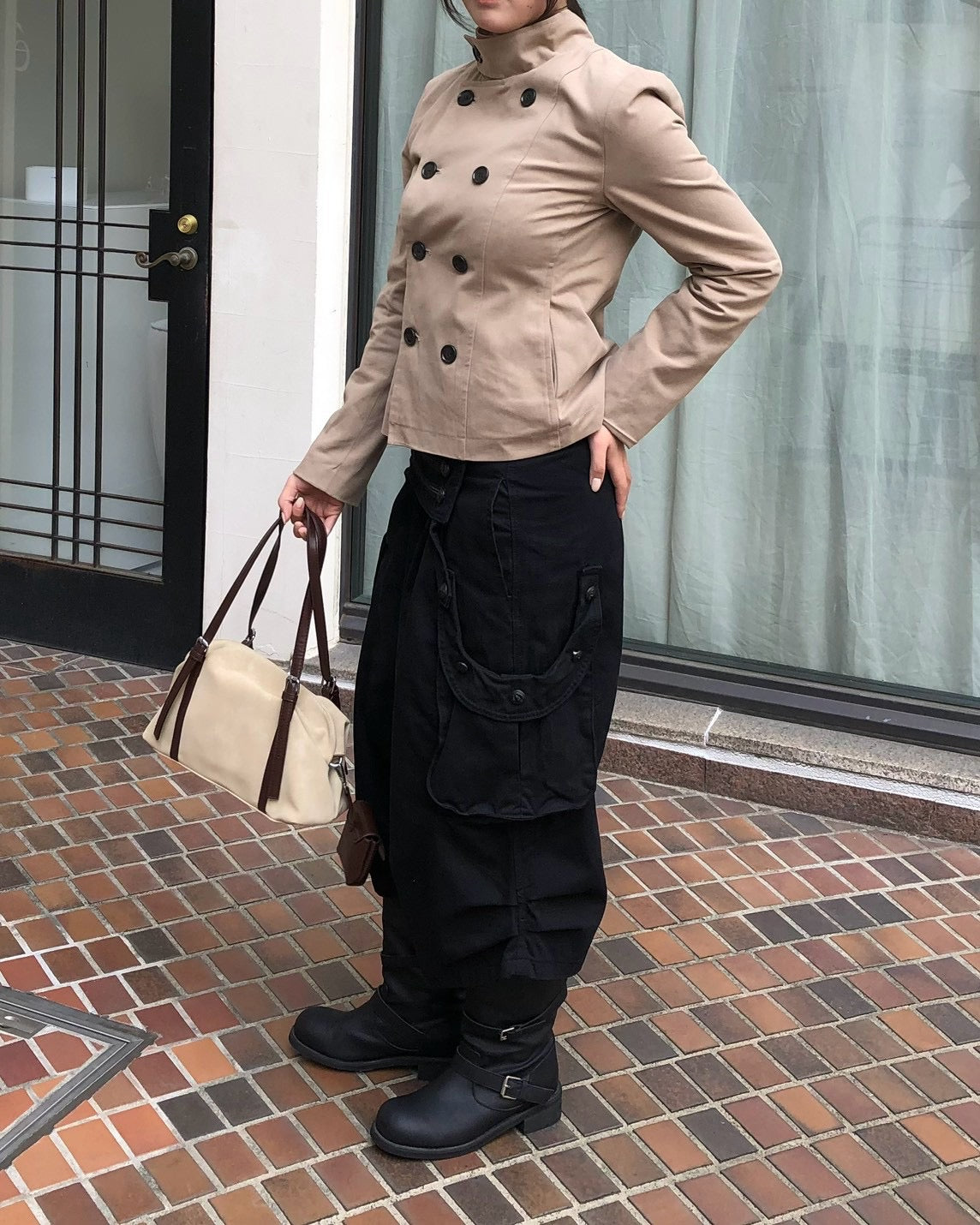 受注制【OaKS】low-neck slim-fit jacket (3color)