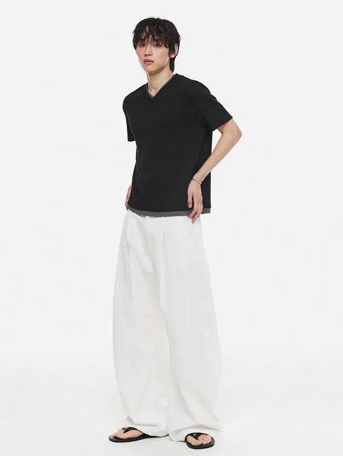 【DNSR】Layered V-Neck Half T-Shirt