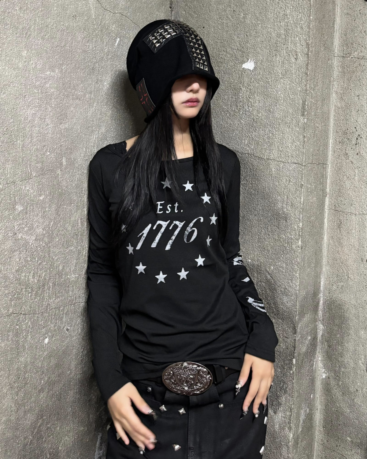 国際配送【Never mind the XU】CROSS STUDDED BEANIE