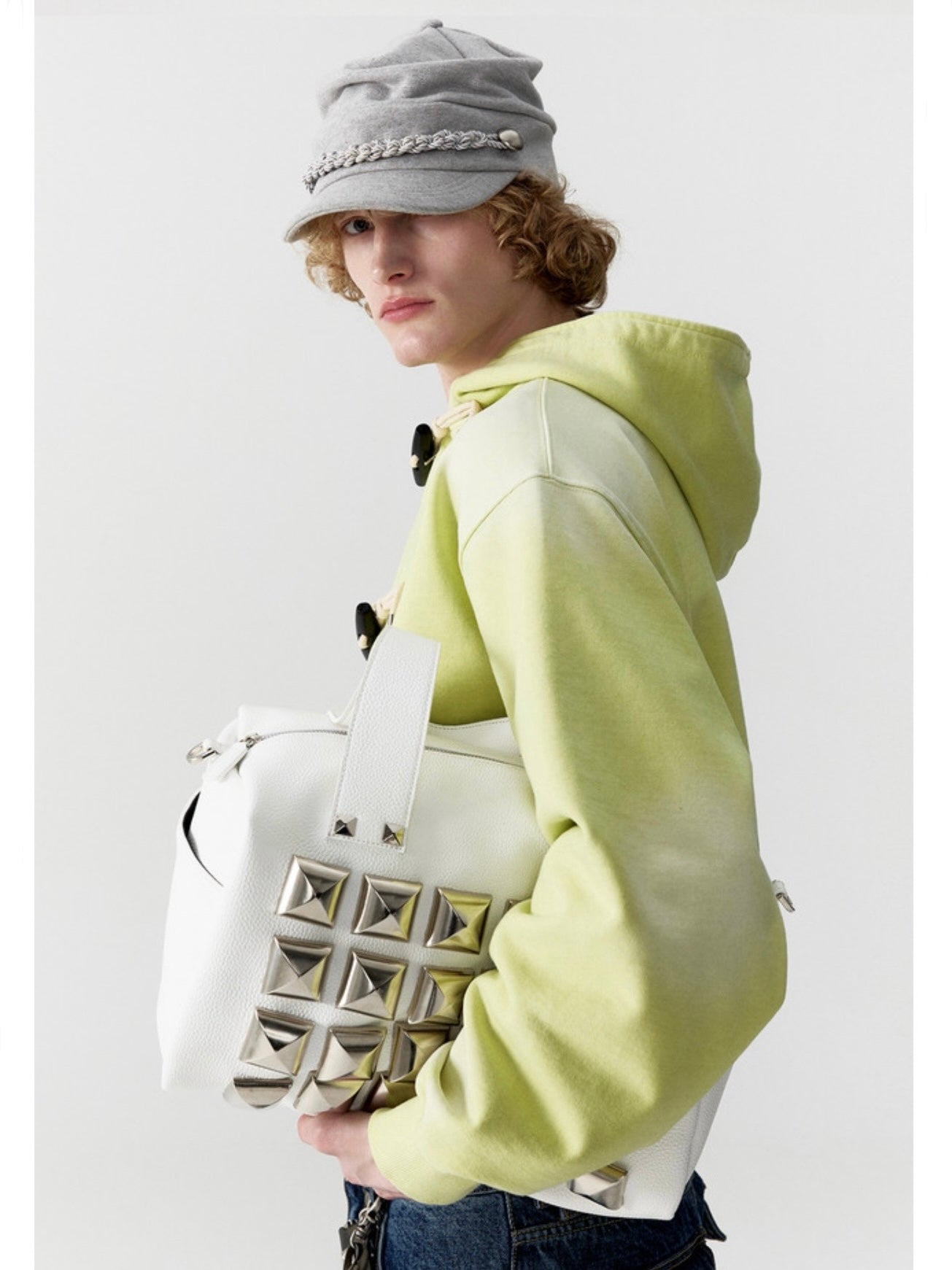 【ESC STUDIO】oversize studded shoulder bag