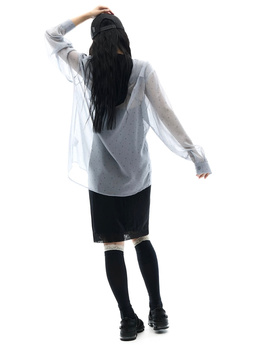 【OJOS】Graphic Sheer Shirts