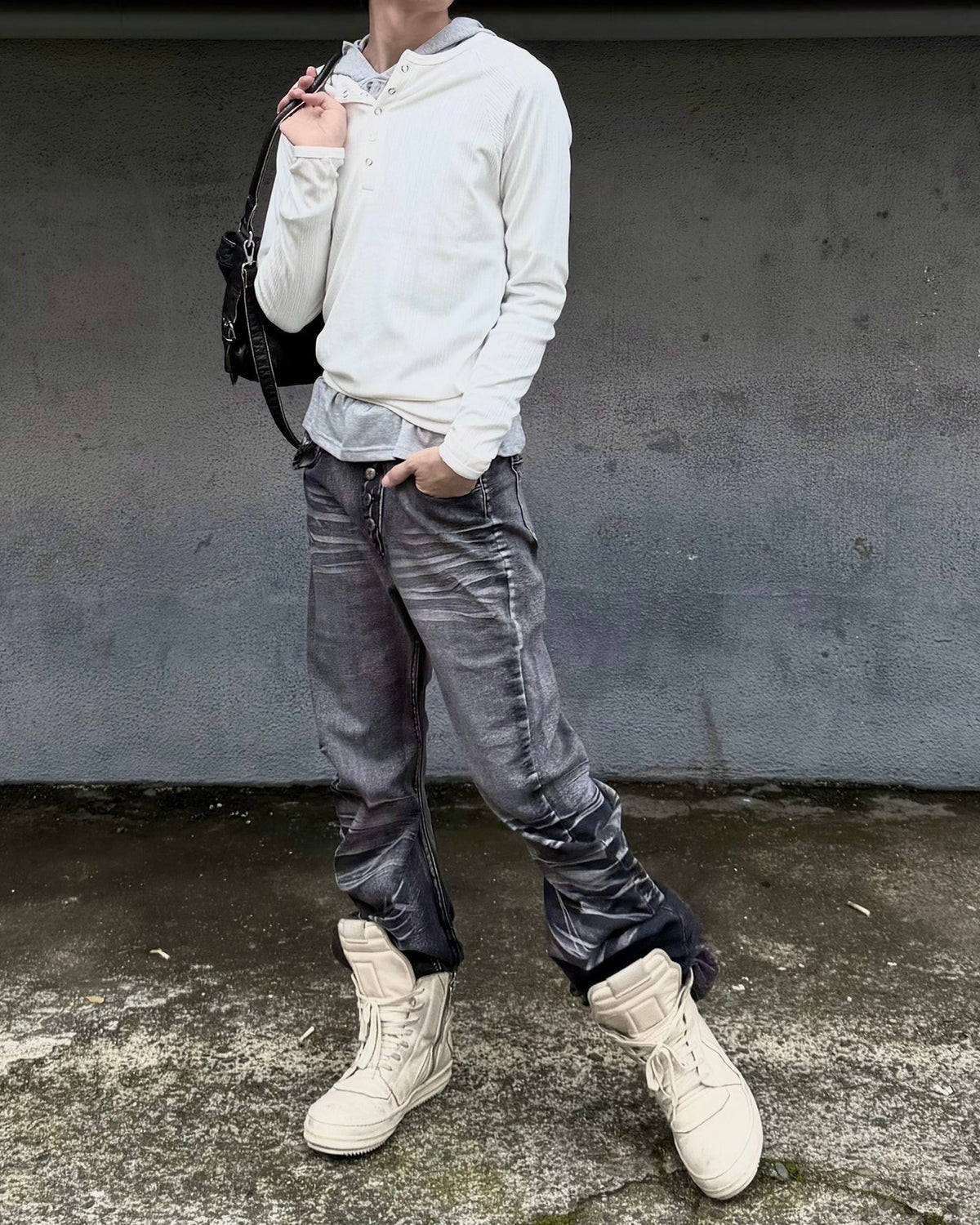 受注制【nmtc+】Snap henley neck ribbed slim top (4color)