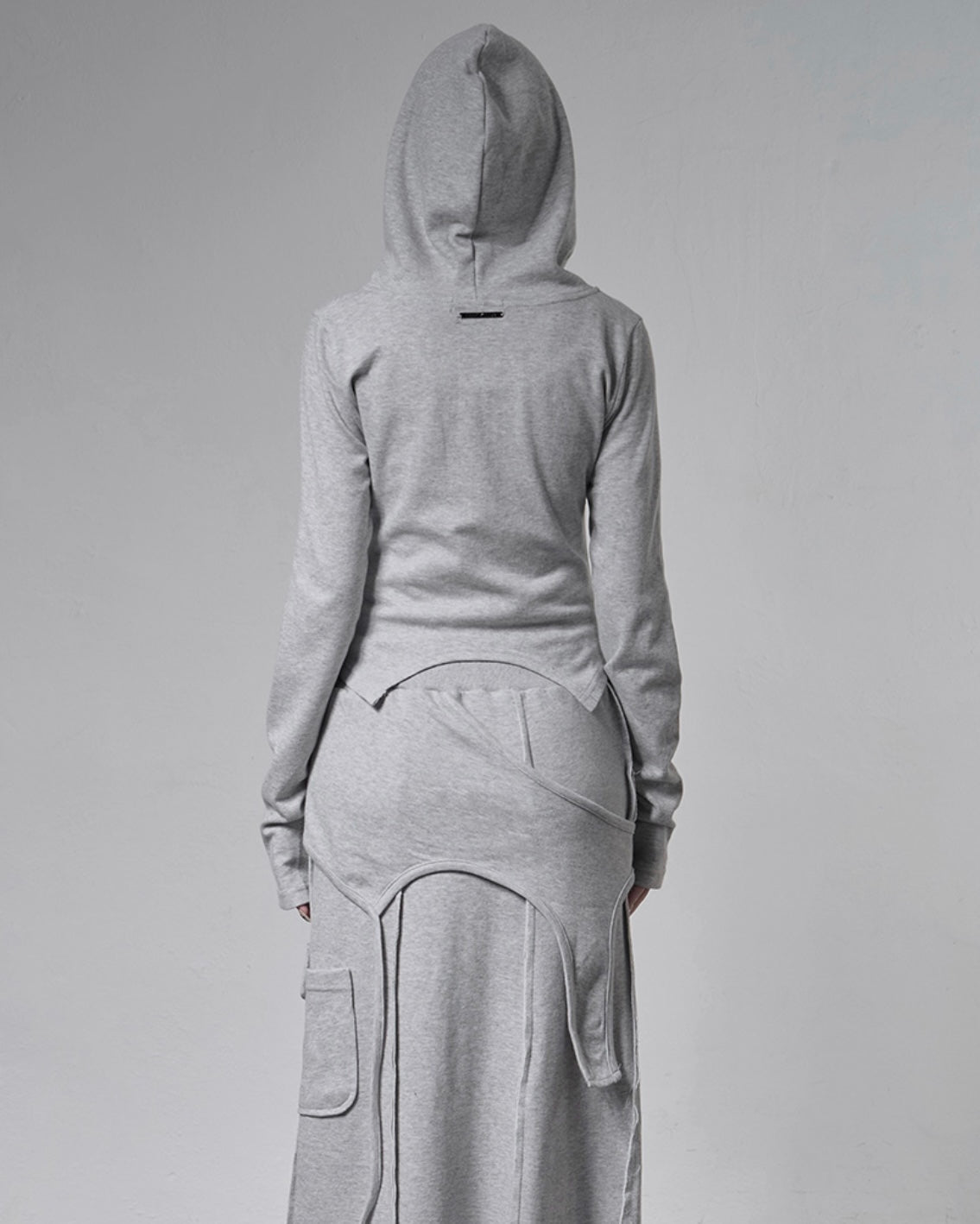 【FANCY CLUB】OVERLAY CROP HOODED ZIP-UP