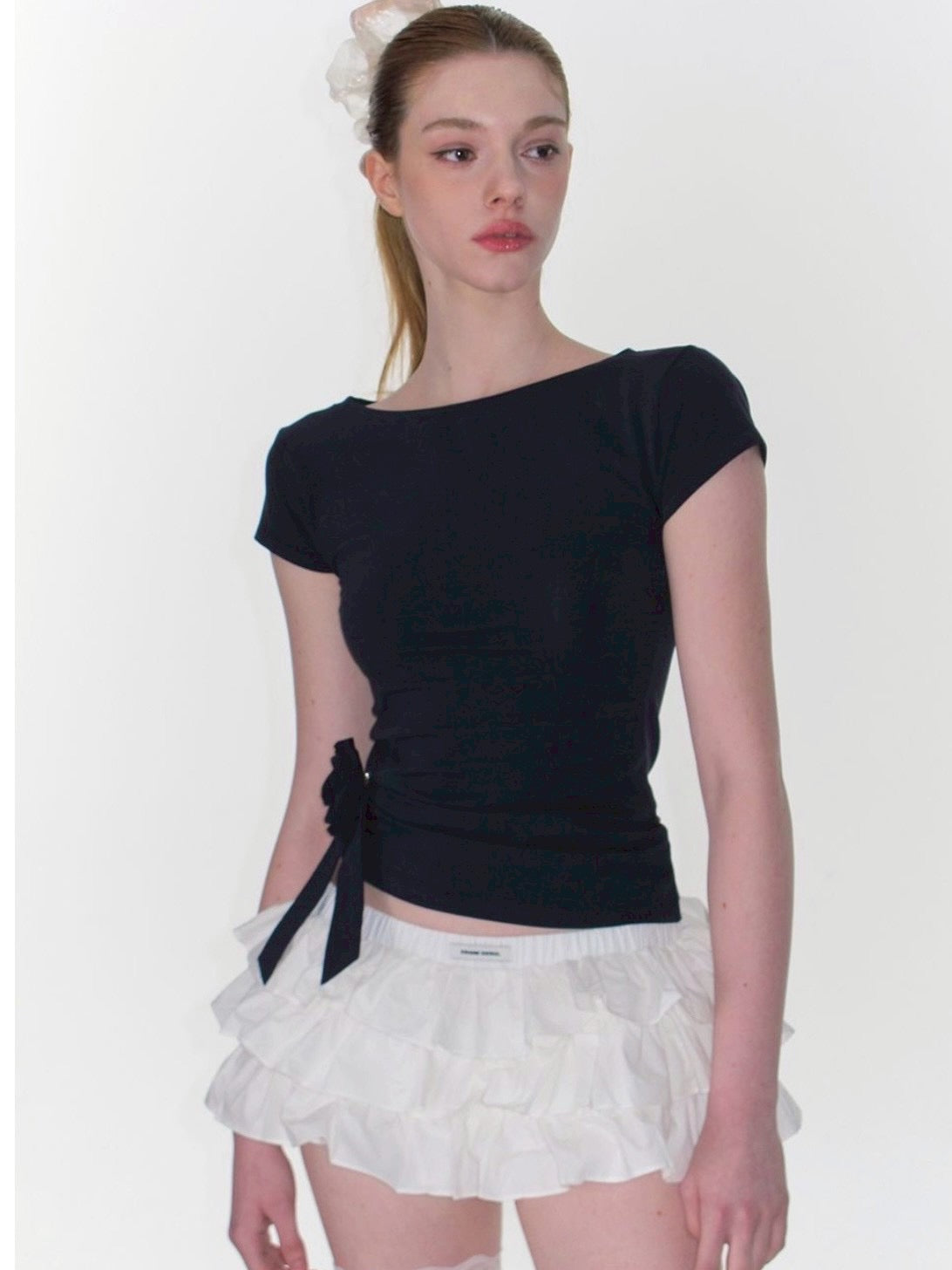 【CRANK】ROSETTE SHIRRING TOP