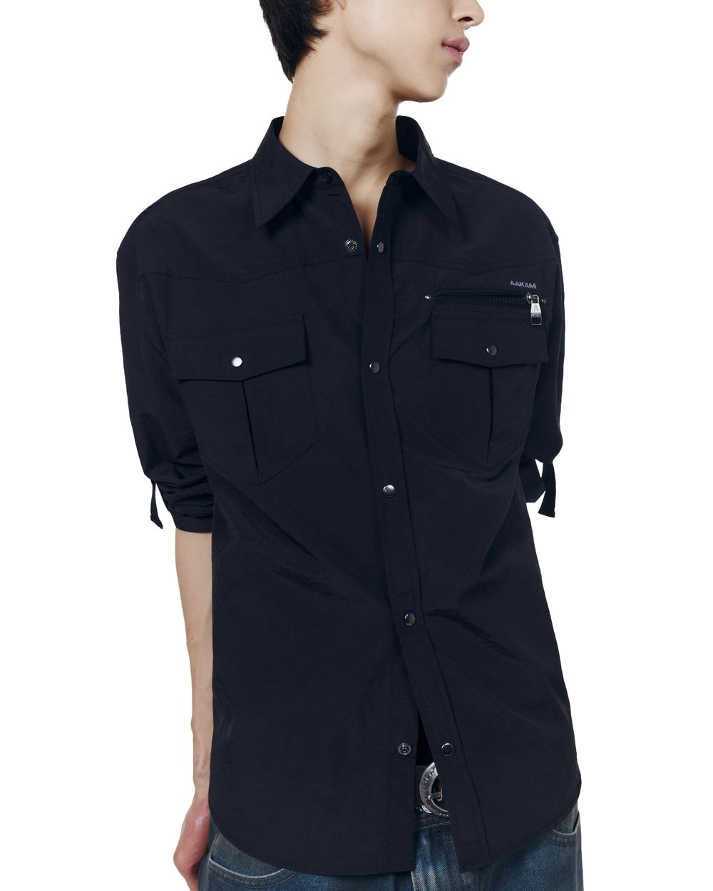 【AAKAM】Roll-Up Nylon Safari Shirts