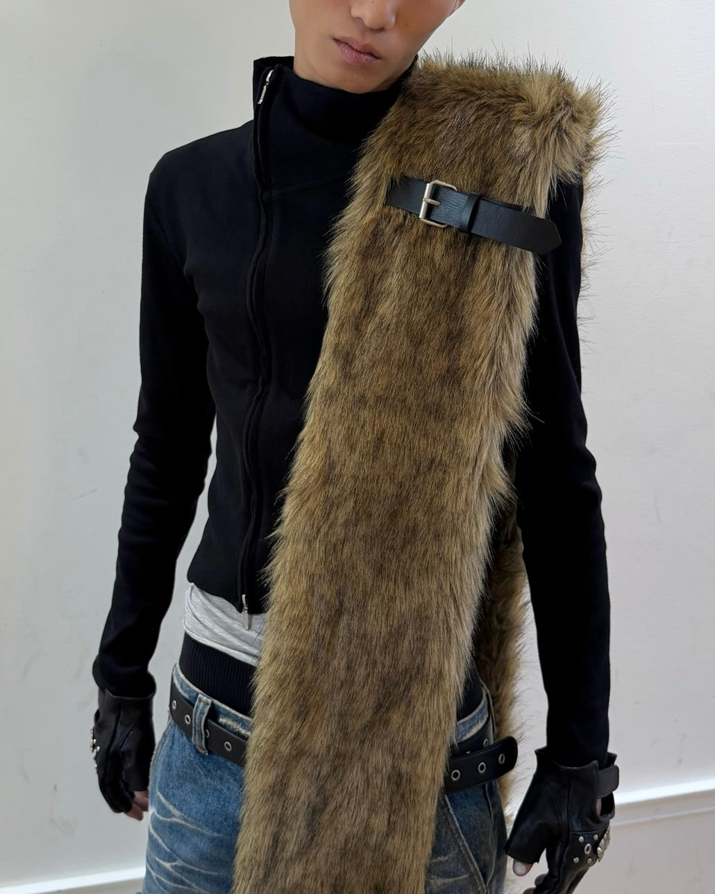 【LECYTO】Buckle Hairy Fur Muffler