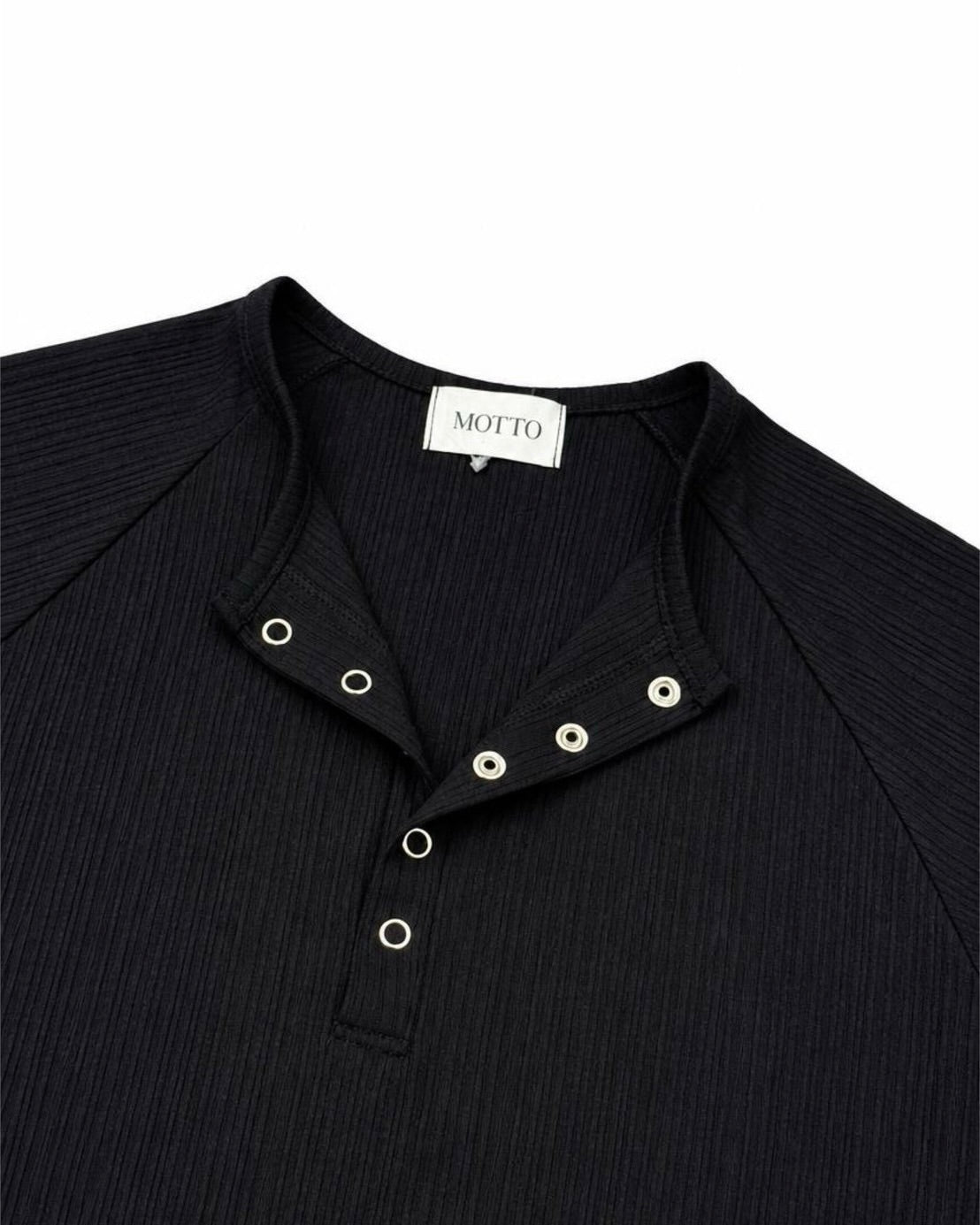 受注制【nmtc+】Snap henley neck ribbed slim top (4color)
